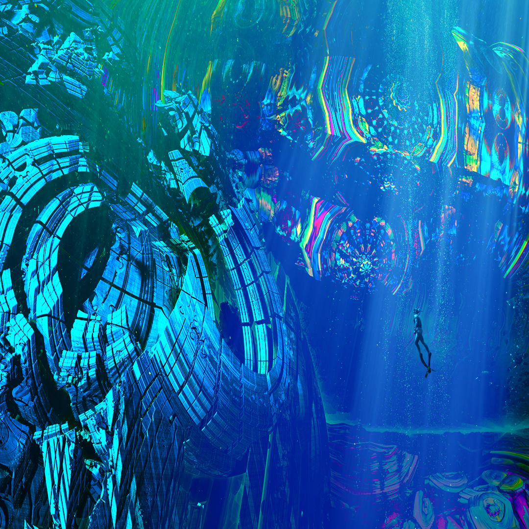 3D fractal artwork, underwater art